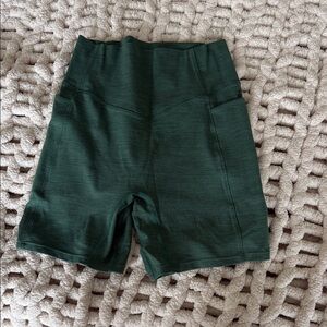 Vitality Daydream High-Waisted Green Athletic Shorts with pockets